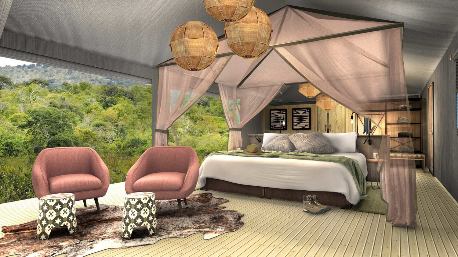 Photo: Magashi Camp tent rendering, courtesy of Wilderness Safaris.